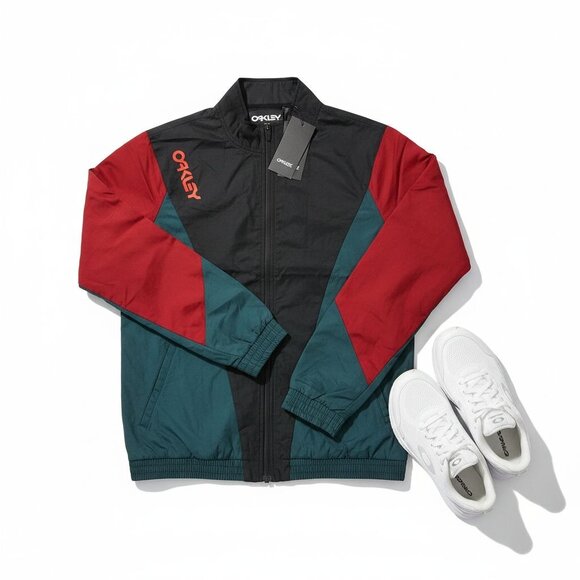 Oakley Mens Track Jacket Size XL NEW Nylon Full Zip Black Colorblock Athletic - Picture 4 of 9